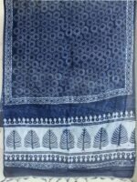 Dabu printed Indigo Silk-cotton Dupatta - Image 2