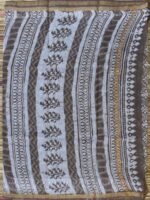 Dabu-Printed Brown Grey Kota-cotton saree - Image 4