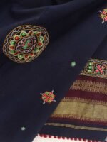 Dark-Blue Ahir Embroidered woolen Shawl - Image 2