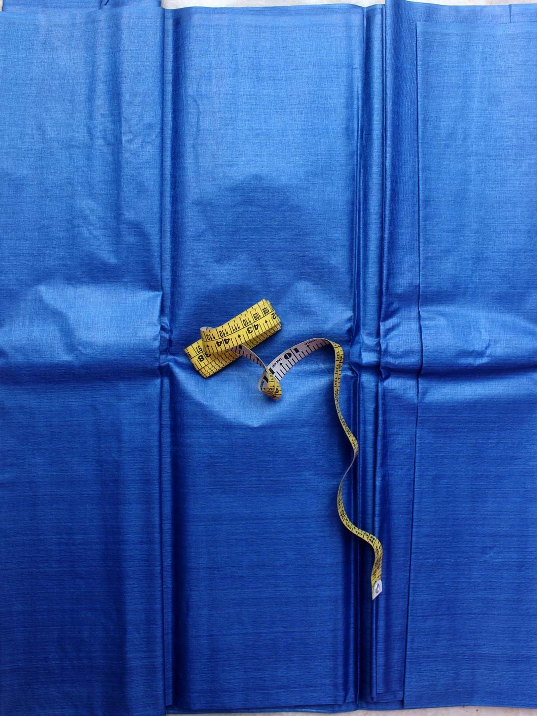 Dark-Blue-Bhagalpuri-paper-tussar-silk-Fabric.jpg Dark-Blue Paper Tussar Silk Fabric - Image 1