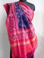 Dark-Blue and Pink semi-double Patola Silk dupatta - Image 2