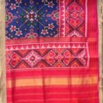 Dark-Blue and Pink semi-double Patola Silk dupatta