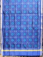 Dark-Blue Patan Patola Silk Dupatta - Image 4
