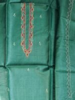 Dark Emerald Green Silk Kurta Fabric for men - Image 2