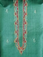 Dark Emerald Green Silk Kurta Fabric for men - Image 3