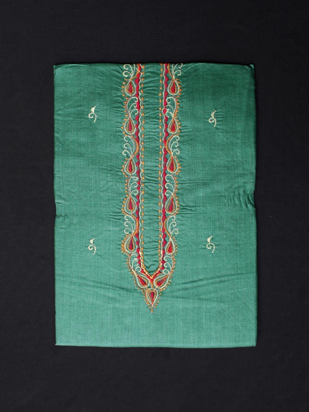 Dark-Emerald-Green-mens-silk-kurta-fabric.jpg Dark Emerald Green Silk Kurta Fabric for men - Image 1