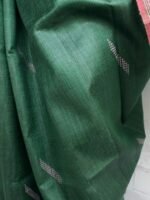 Dark-Green and Pink Mulberry Dupion Silk Saree - Image 2