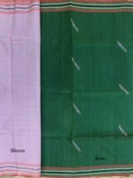 Dark-Green and Pink Mulberry Dupion Silk Saree - Image 4