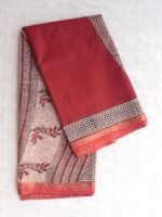 Deep-Red Bagru-Printed Kota-cotton Sari