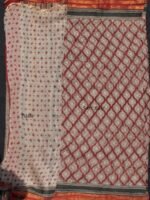 Dark-Red and Black Bagru Kota cotton Saree - Image 2
