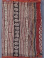 Dark-Red and Black Bagru Kota cotton Saree - Image 3