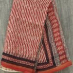 Dark-Red and Cream Bagru Kota-doria Saree