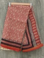 Dark-Red and Cream Bagru Kota-doria Saree