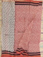 Dark-Red and Cream Bagru Kota-doria Saree - Image 2