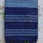 Dark-Blue Linen-Cotton Saree