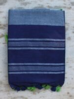 Dark-Blue Linen-Cotton Saree