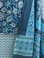 Dark-Blue and White Sanganeri print Cotton suit - Image 3