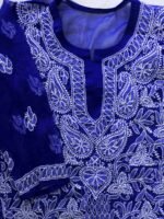 Dark-Blue Chikankari georgette Ladies Kurta - Image 2