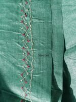 Dark Emerald Green Silk Kurta Fabric for men - Image 4