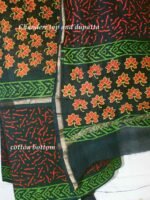 Green and Orange Block-printed Chanderi Ladies Suit - Image 3
