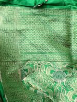 Dark-Green Pure Katan-Silk Banarasi Dupatta - Image 5