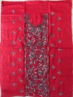 Dark-red and green Kanthawork Cotton ladies kurta fabric - Image 2