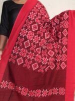 Red mercerized cotton ikkat Dupatta
