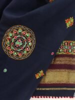 Darkest-Blue ahir embroidered woolen shawl - Image 2