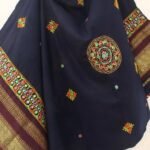 Darkest-Blue ahir embroidered woolen shawl