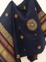 Darkest-Blue ahir embroidered woolen shawl
