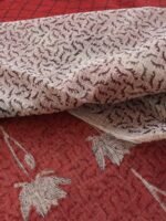 Dark Madder-Red Block-Printed cotton Saree - Image 2