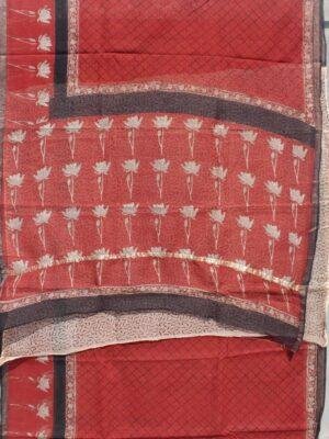 Deep-Madder-Red-Hand-printed-Kota-doriya-saree