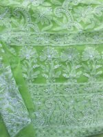Dhani-Green Resham Chikankari Kurta Fabric - Image 3