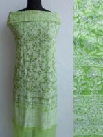 Dhani-Green Resham Chikankari Kurta Fabric