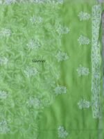 Dhani-Green Resham Chikankari Kurta Fabric - Image 4