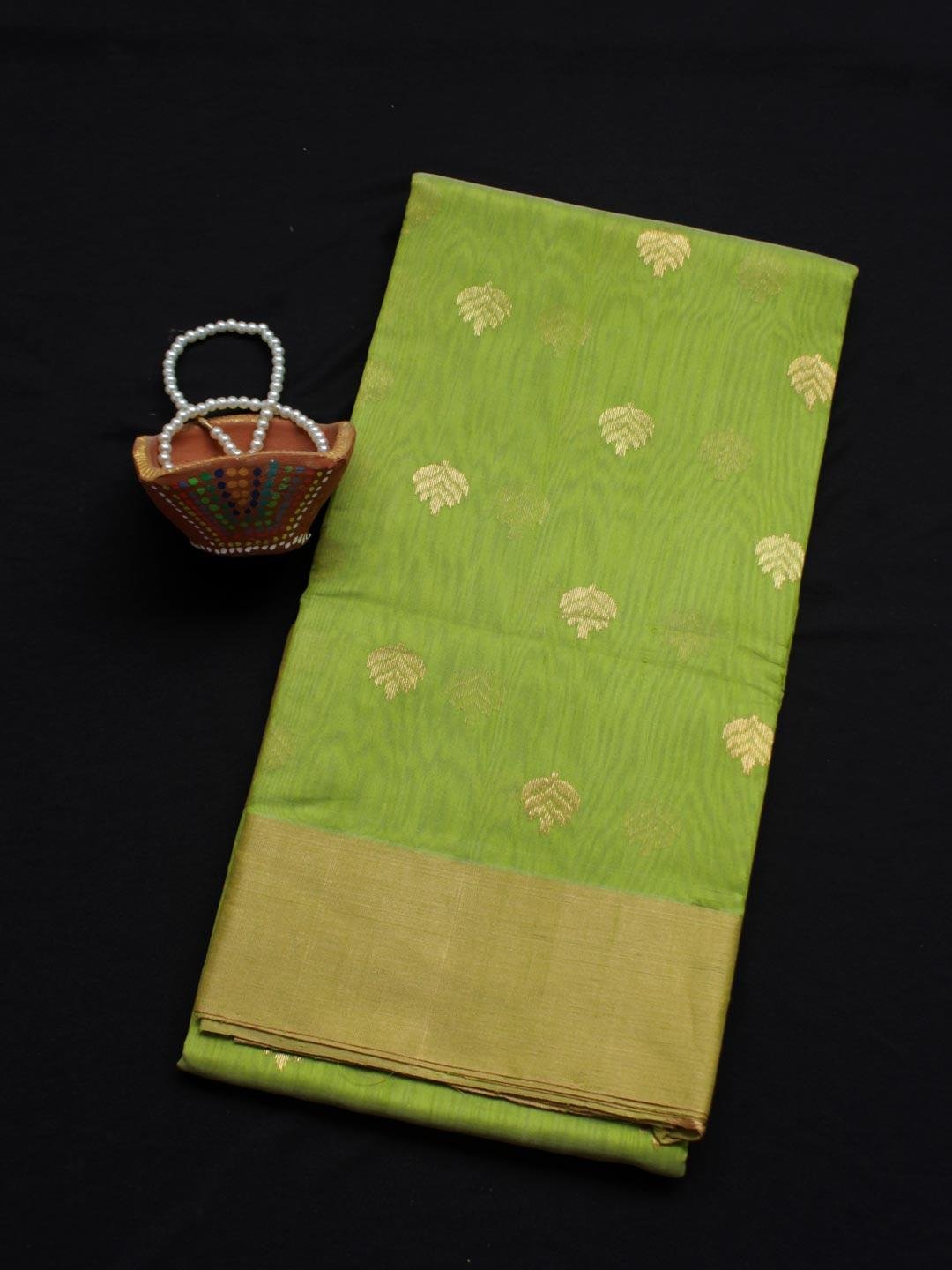 Dhani-green-zari-chanderi-saree-Shilphaat.jpg Dhani-Green zari Chanderi Saree - Image 1