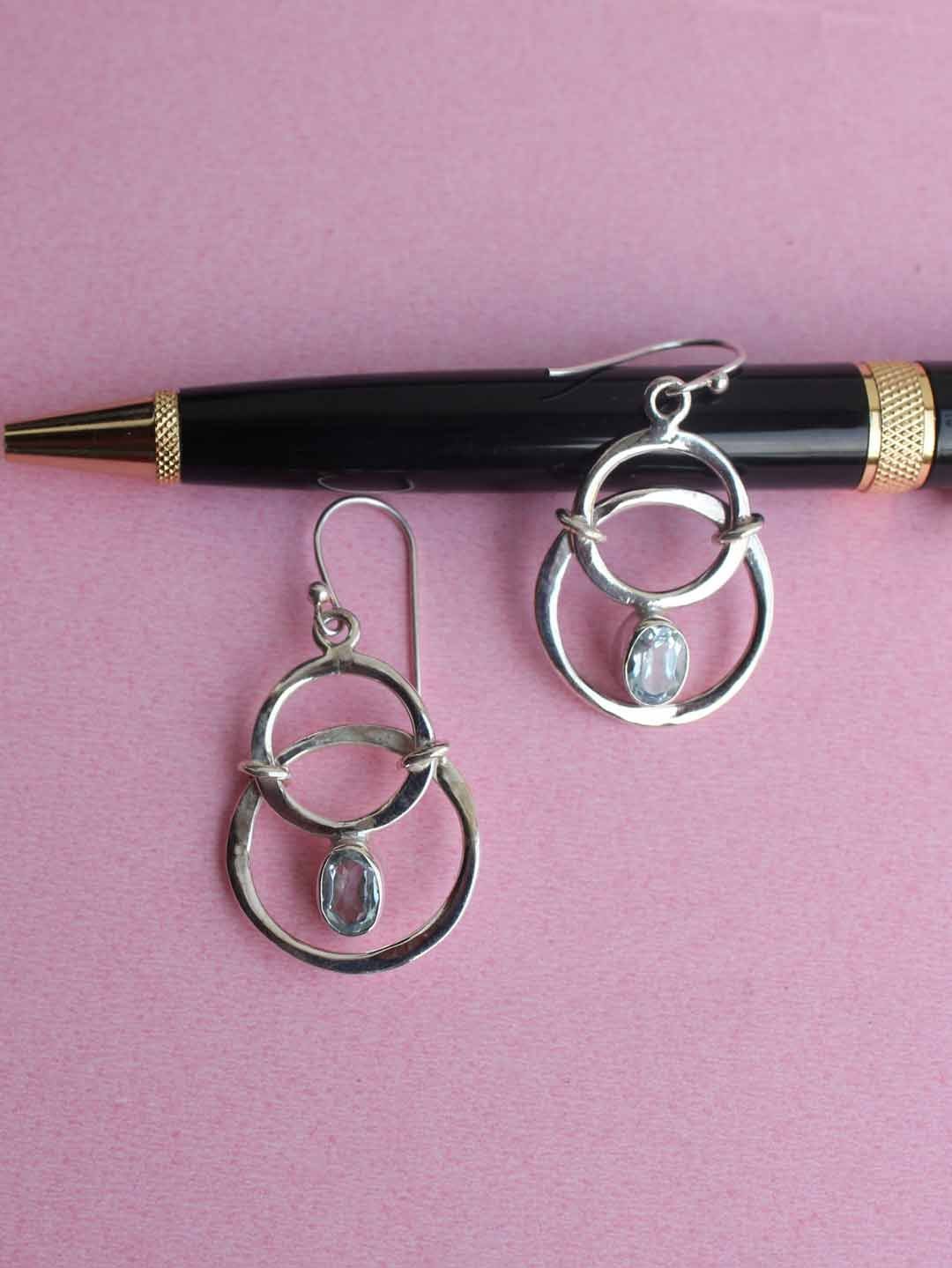 Double-ring-pure-silver-everyday-earrings.jpg Double ring Pure silver Earrings - Image 1
