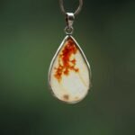 Drop-Shape Dendritic Agate Silver Pendant