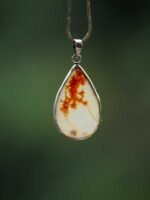 Drop-Shape Dendritic Agate Silver Pendant
