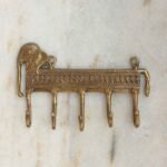 Elephant figurine brass 5 hook hanger