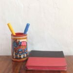 Elephant painted Leather Pen holder