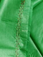 Emerald-Green pure silk Kurta fabric for Men - Image 4