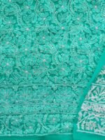 Emerald-Green Georgette Chikankari Dress-Material - Image 2