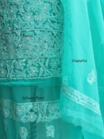 Emerald-Green Georgette Chikankari Dress-Material - Image 3