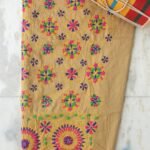 Fawn-Brown cotton Phulkari Salwar Fabric