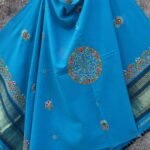 Firozi-Blue Ahir Embroidered Woolen Shawl