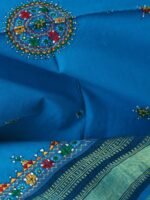 Firozi-Blue Suf-Embroidery Mirrorwork Shawl - Image 2