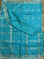 Firozi-Blue zari-work pure Linen Sari - Image 4