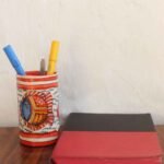 Fishes painted, Leather Pen Holder