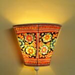 Black Floral Tholu Bommalata Wall Lamp